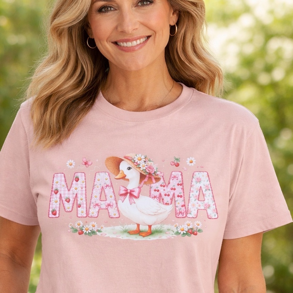 Mama Goose Graphic Tee Floral Cute Soft Cotton Aesthetic Boho T-Shirt Dusty Rose